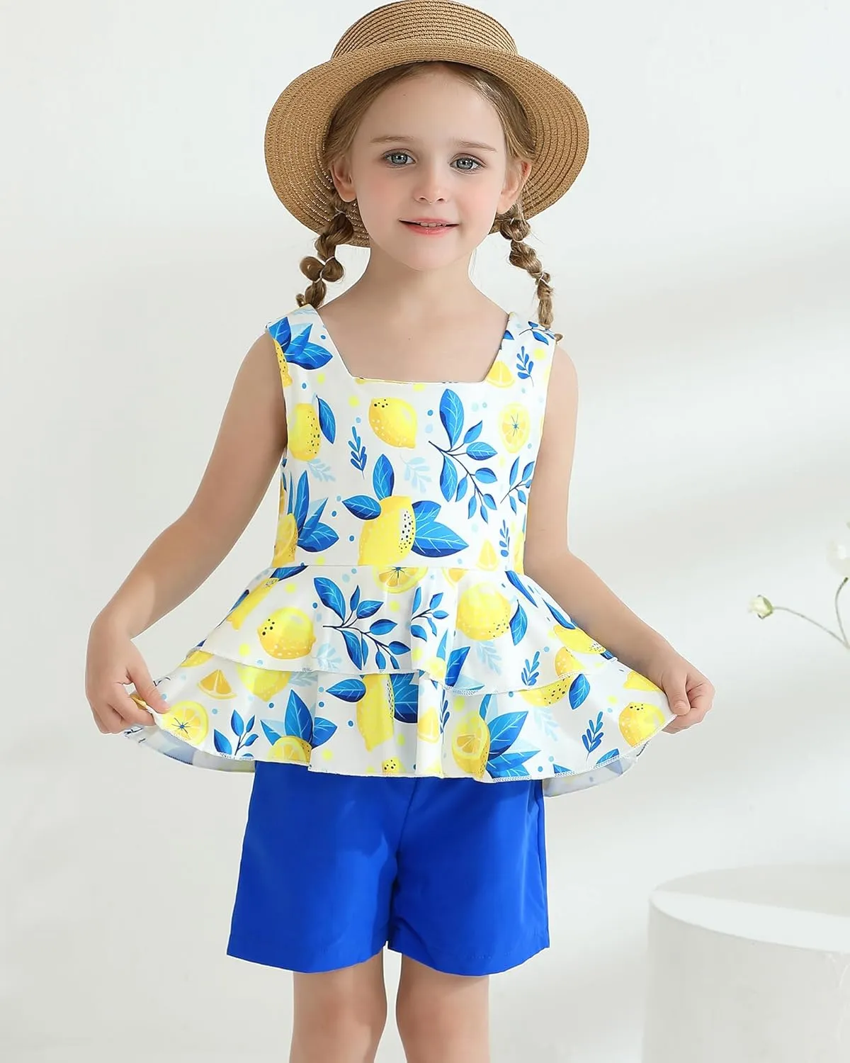 Toddler Girl Clothes Summer Outfits, Sleeveless Ruffle Hem Tank Top   Shorts 2Pcs Cute Baby Girls Clothing Set 1-5T