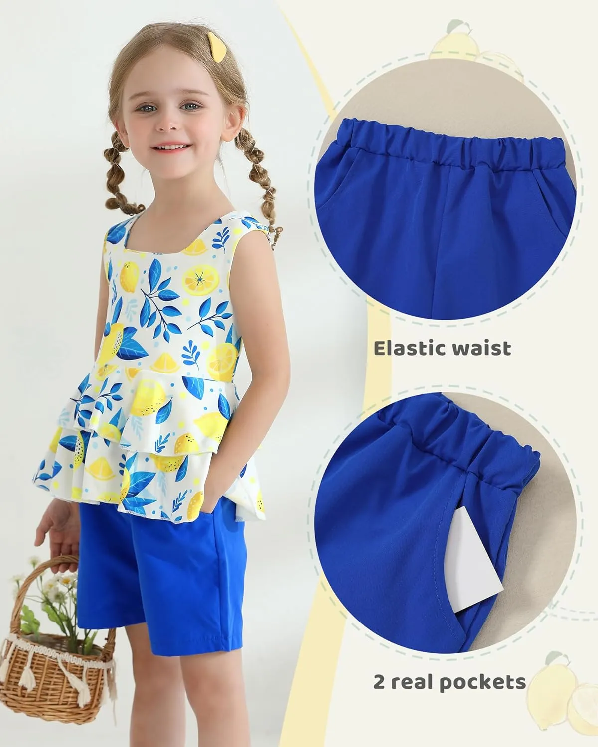 Toddler Girl Clothes Summer Outfits, Sleeveless Ruffle Hem Tank Top   Shorts 2Pcs Cute Baby Girls Clothing Set 1-5T