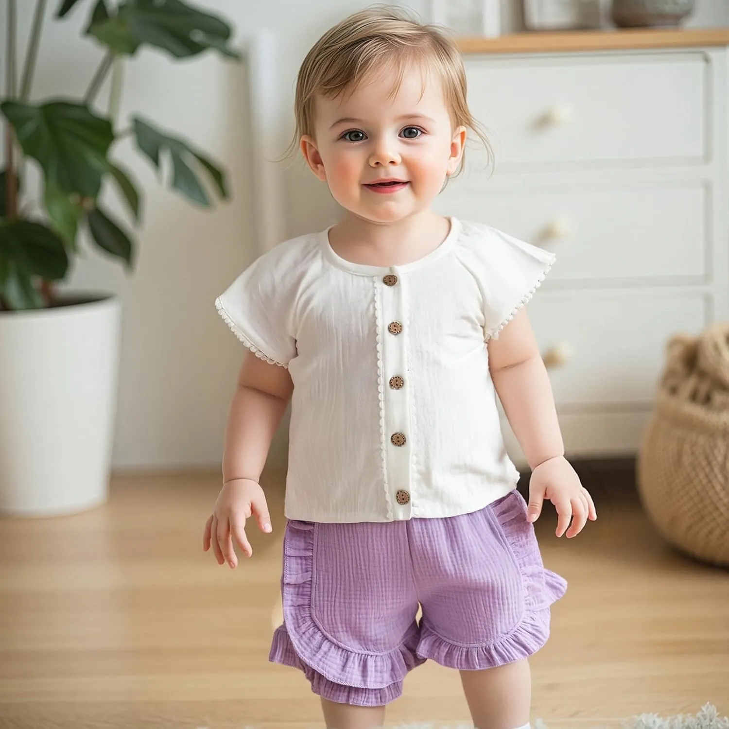 Toddler Girl Summer Clothes Baby Girl Summer Outfit T Shirts Cotton Shorts Linen Girls Clothing Set