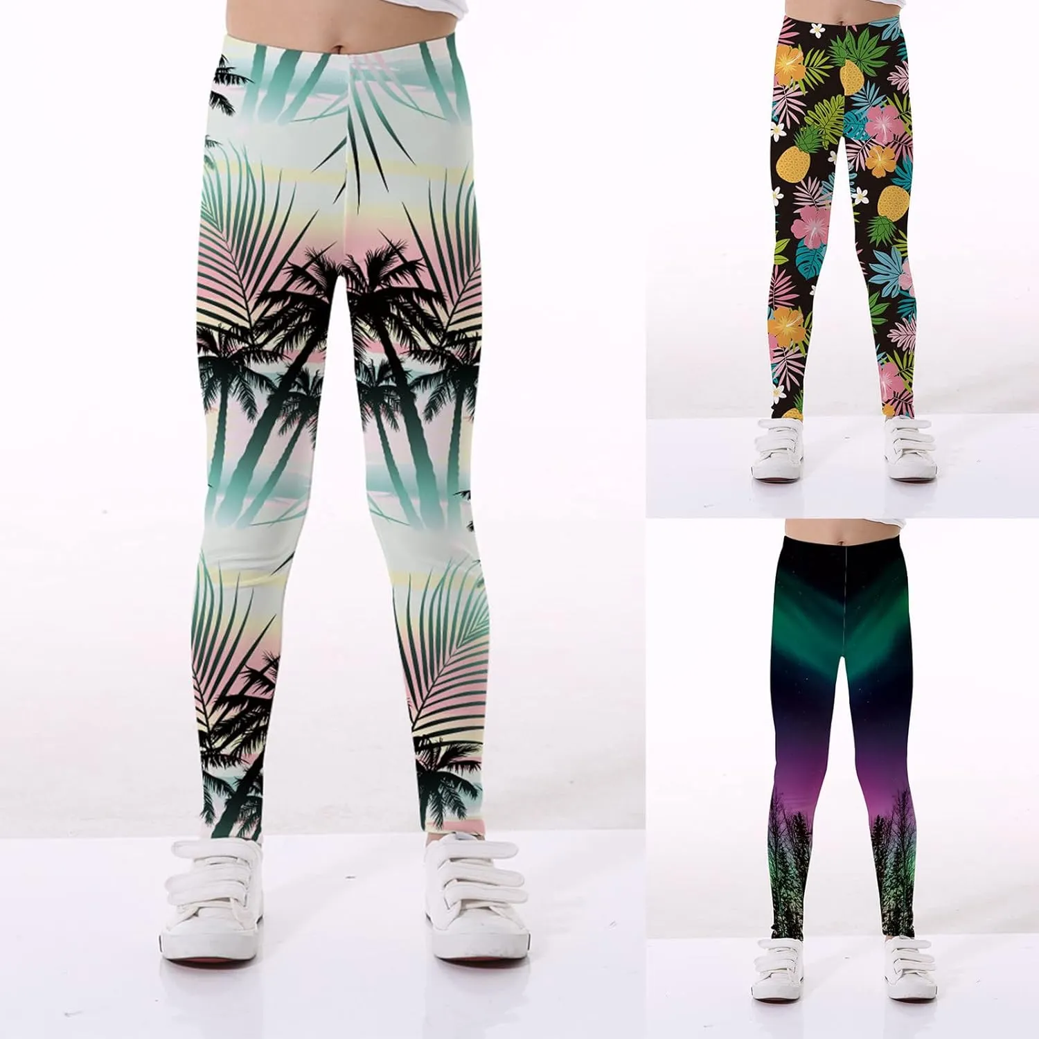 Toddler Girls Printed 3Ds Ptints Leggings Yoga Pants Cute Slim Fitted Stretch Pants Toddler Girls Baby