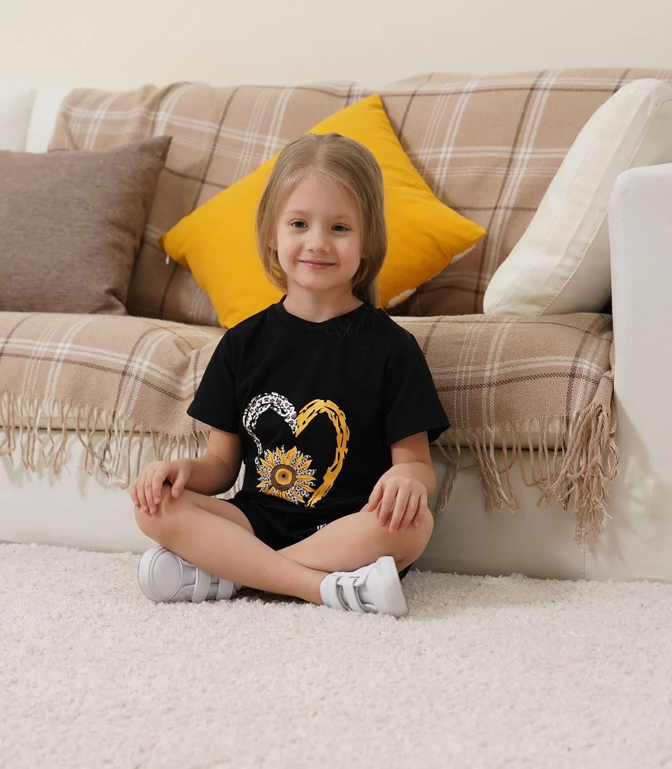 Toddler Kid Girl Clothes Heart Print Short Sleeves Top   Shorts 2PC Summer Outfit Set