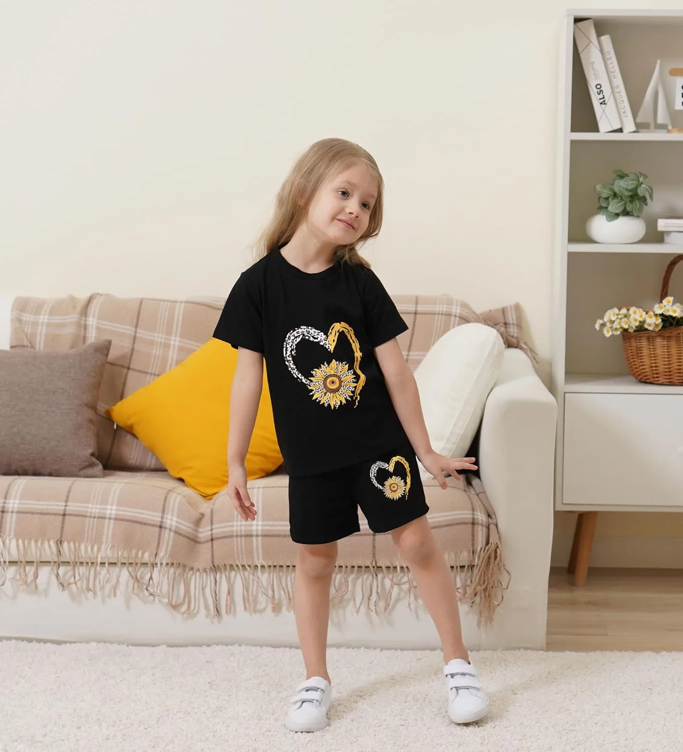Toddler Kid Girl Clothes Heart Print Short Sleeves Top   Shorts 2PC Summer Outfit Set
