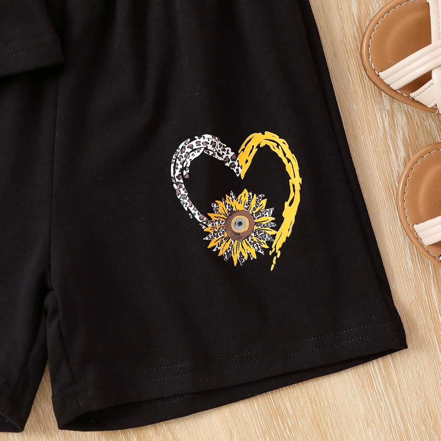 Toddler Kid Girl Clothes Heart Print Short Sleeves Top   Shorts 2PC Summer Outfit Set
