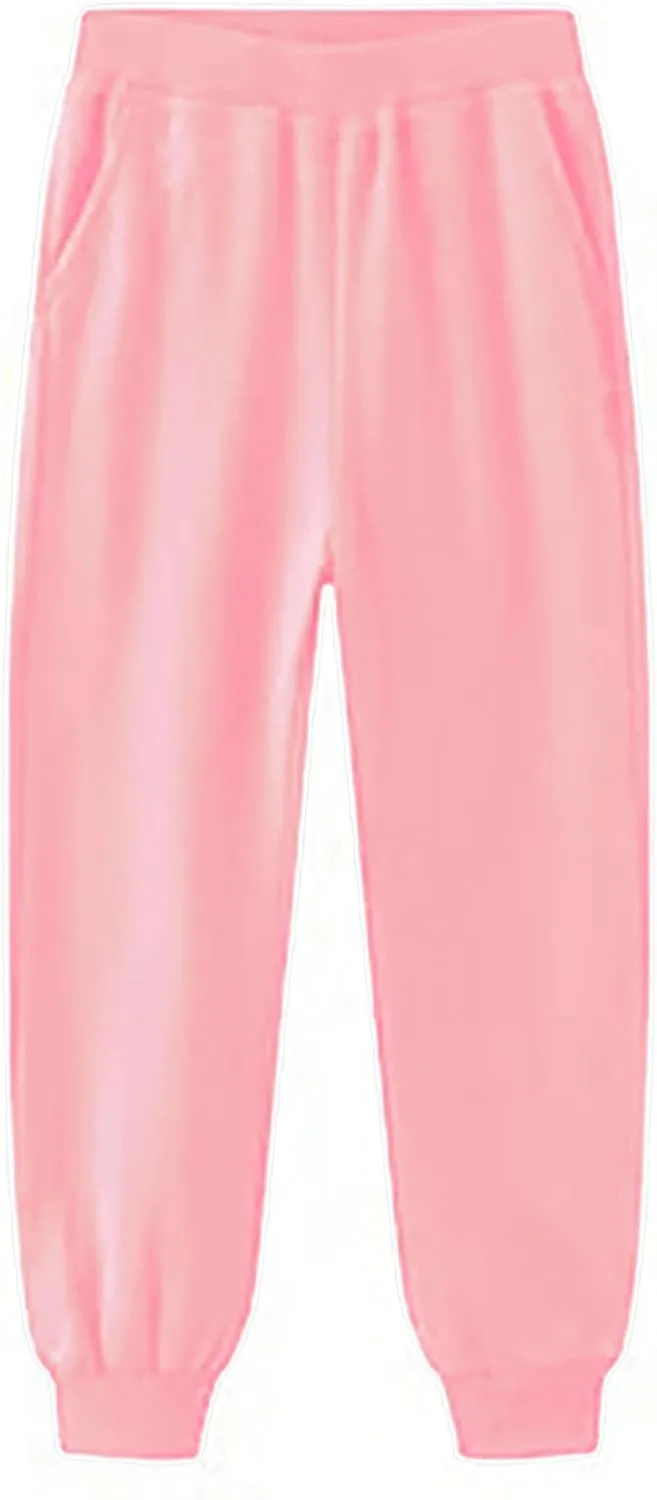 Toddler Kids Jogger Pants Girls Boys Elastic Waist Cotton Solid Pants Unisex Casual Pull-on Sweatpants for Teens