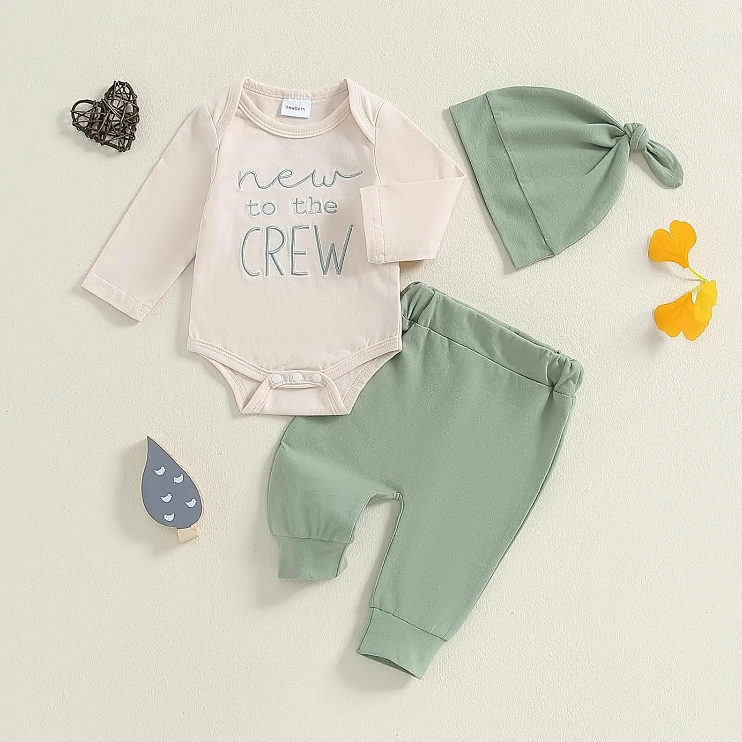 Twopumpkin Newborn Baby Boy Girl Clothes Outfits Short Sleeve Romper Bodysuit Cotton Pants and Hat Coming Home Outfit