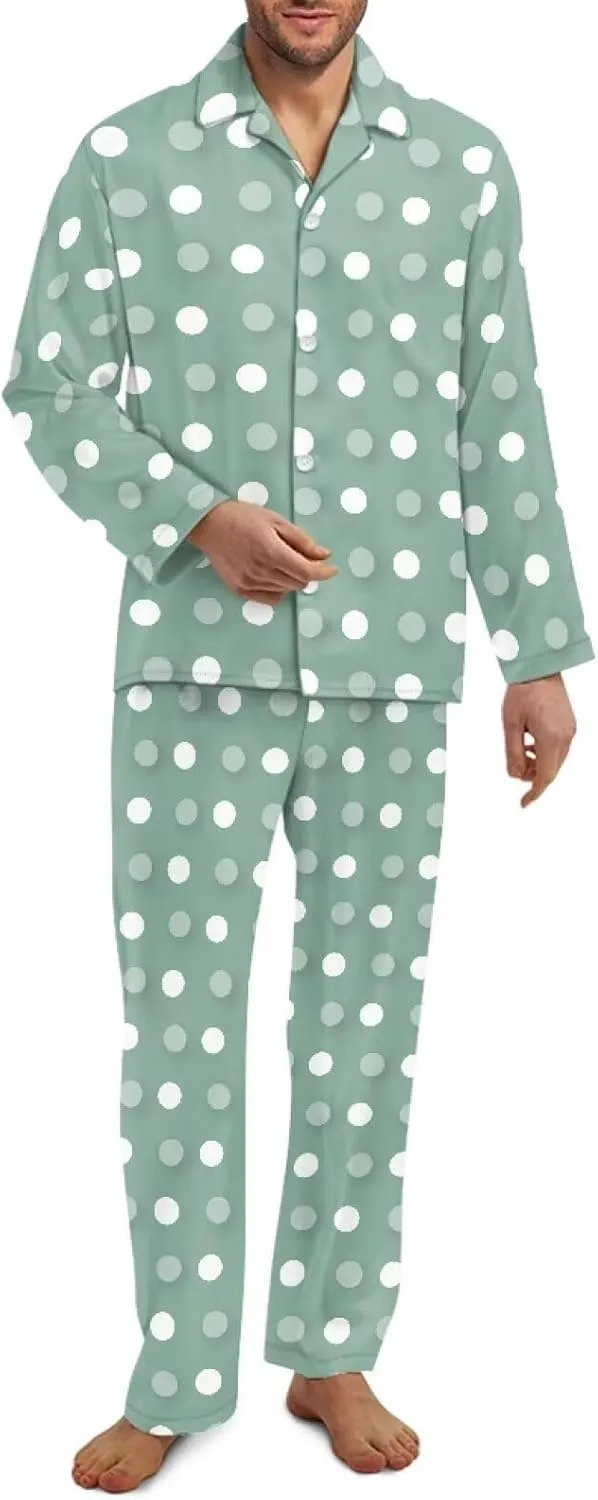 Uasibuni Men's Soft Pajama Sets Comfy Sleepwear 2Pieces Loungewear PJ Top Long Sleeve Button Pjs Pant