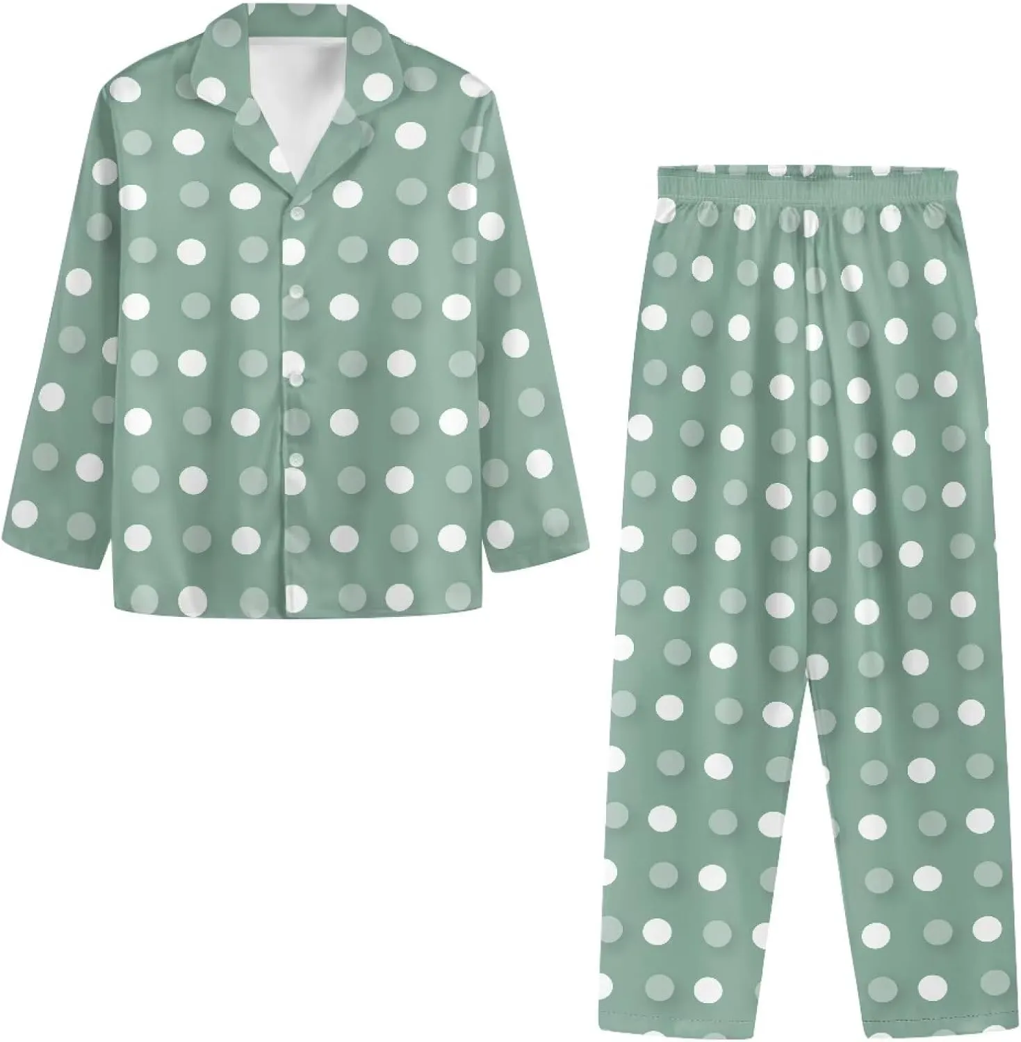 Uasibuni Men's Soft Pajama Sets Comfy Sleepwear 2Pieces Loungewear PJ Top Long Sleeve Button Pjs Pant