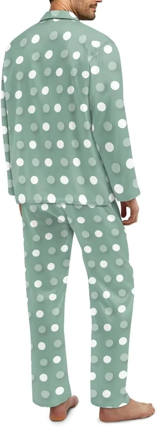 Uasibuni Men's Soft Pajama Sets Comfy Sleepwear 2Pieces Loungewear PJ Top Long Sleeve Button Pjs Pant