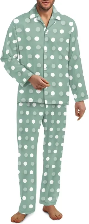 Uasibuni Men's Soft Pajama Sets Comfy Sleepwear 2Pieces Loungewear PJ Top Long Sleeve Button Pjs Pant