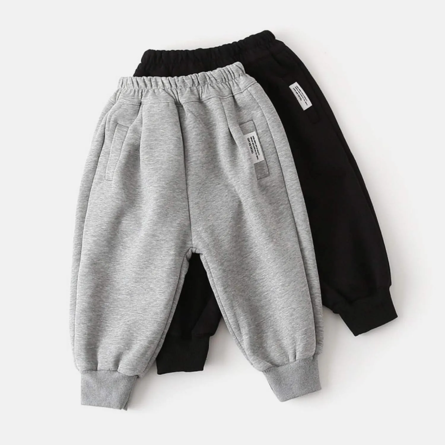 Unisex Baby Fleece Sweatpants Cotton Elastic Waist Fall Winter Toddler Boys Girls Jogger Pants Solid Color