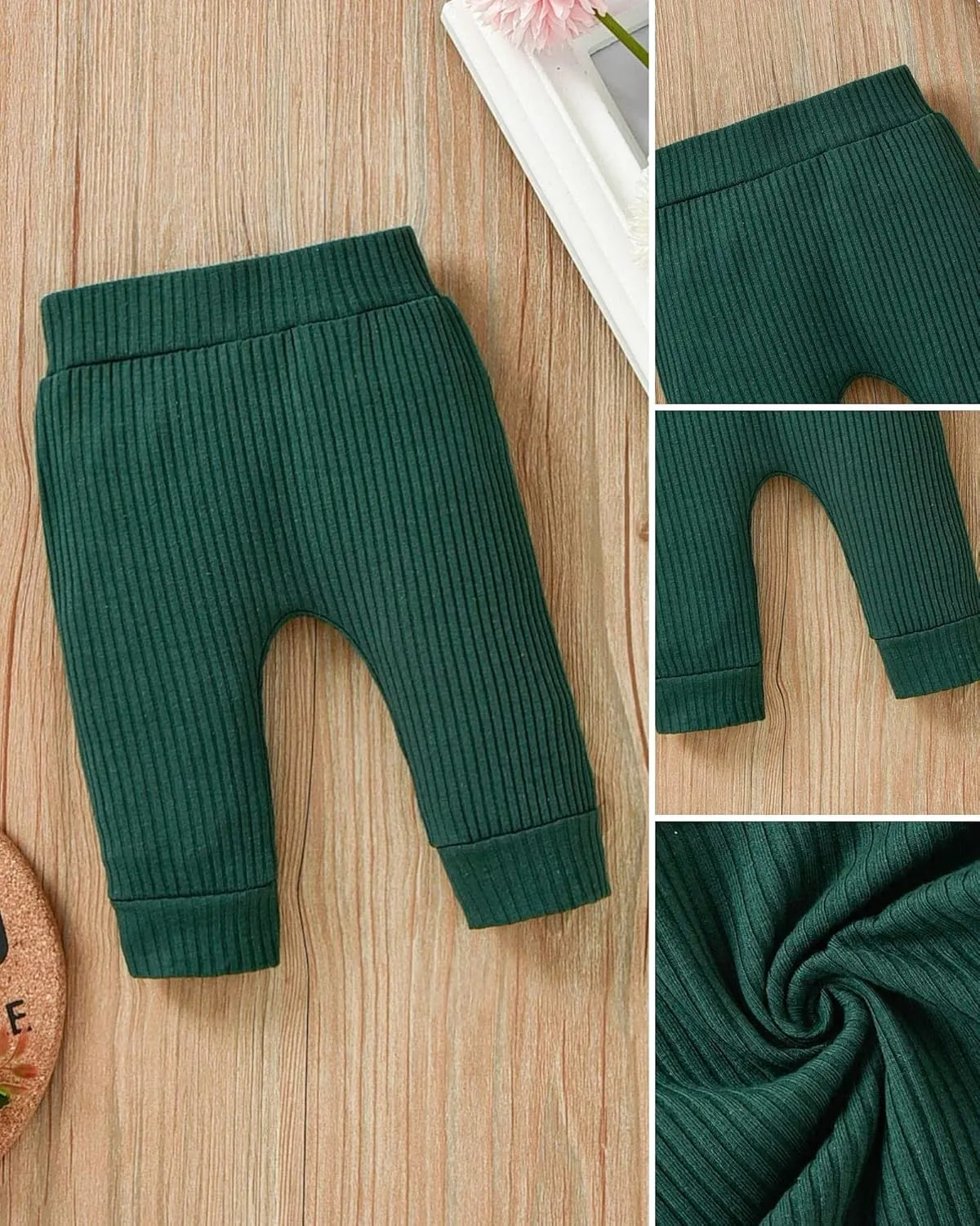 Unutiylo Preemie Newborn Baby Girls Clothes Infant Baby Organic Outfits Ruffle Lace Romper Solid Color Pants Clothing Set