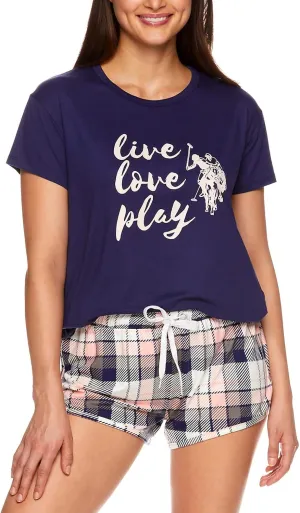 U.S. Polo Assn. Summer Pajamas for Women 2 Piece with T-Shirt and Shorts - Summer PJs for Women Set