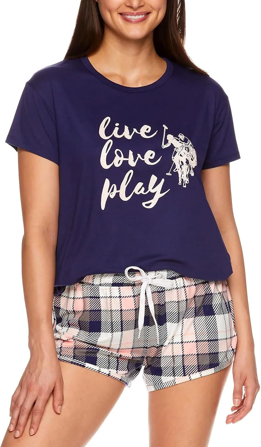 U.S. Polo Assn. Summer Pajamas for Women 2 Piece with T-Shirt and Shorts - Summer PJs for Women Set