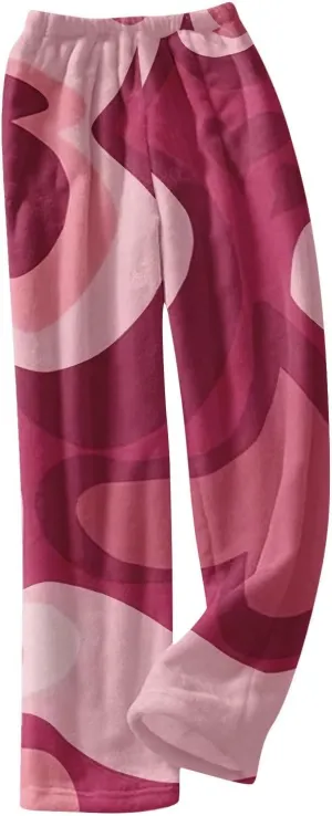 Valentines Pajama Pants 2024 Heart Pj Pants Unisex Fuzzy Pajama Bottoms Women Man Cozy Fleece Lounge Pants Sleepwear