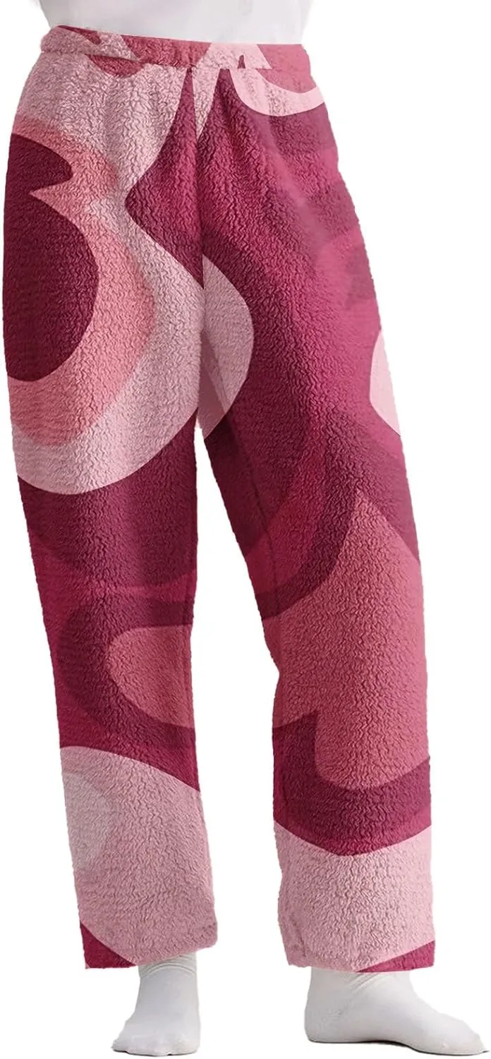 Valentines Pajama Pants 2024 Heart Pj Pants Unisex Fuzzy Pajama Bottoms Women Man Cozy Fleece Lounge Pants Sleepwear