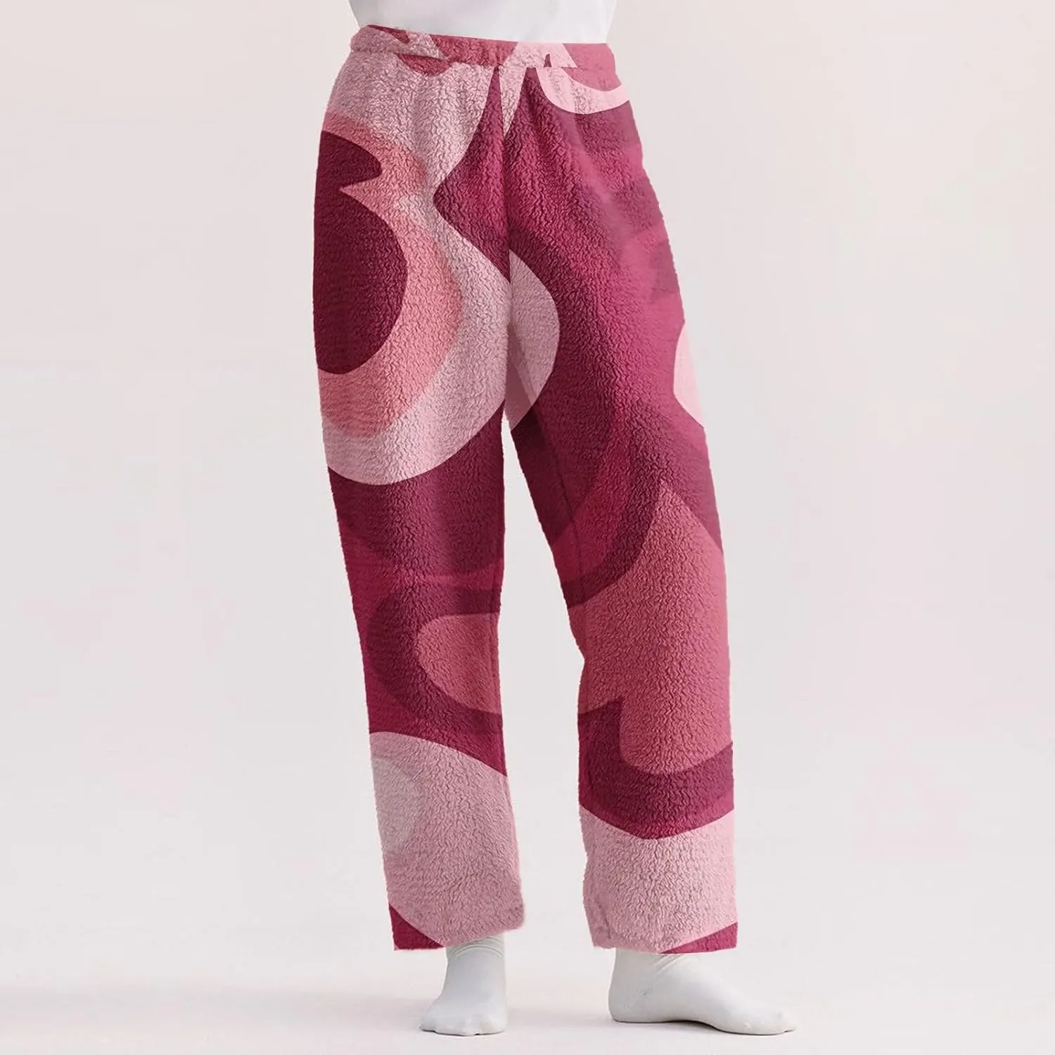 Valentines Pajama Pants 2024 Heart Pj Pants Unisex Fuzzy Pajama Bottoms Women Man Cozy Fleece Lounge Pants Sleepwear