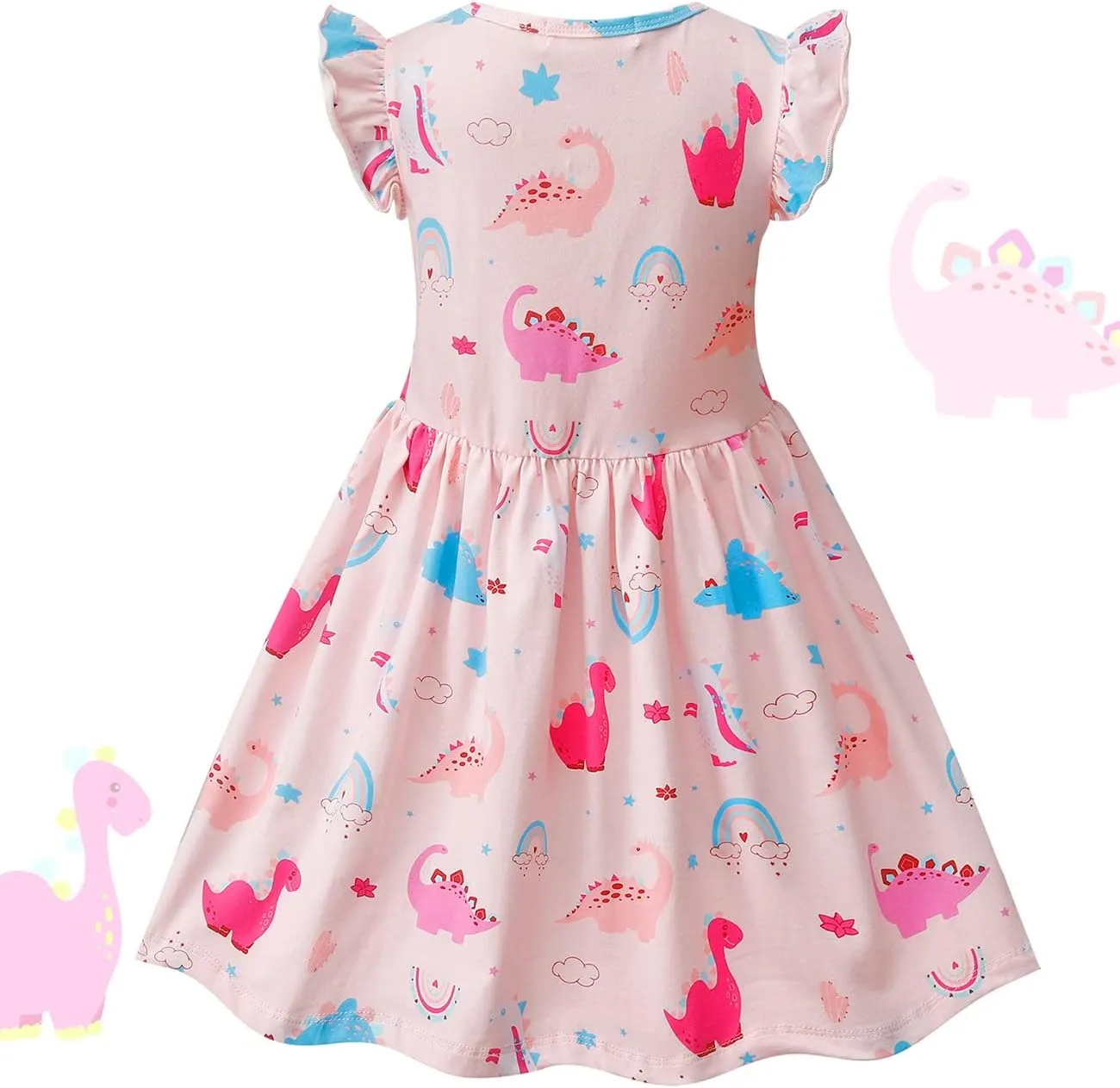 VASCHY Dress for Girls,Cute Girls Ruffle Sleeve Princess Party Outfit Clothes,Toddler/Little/Big Kid Girls Clothing