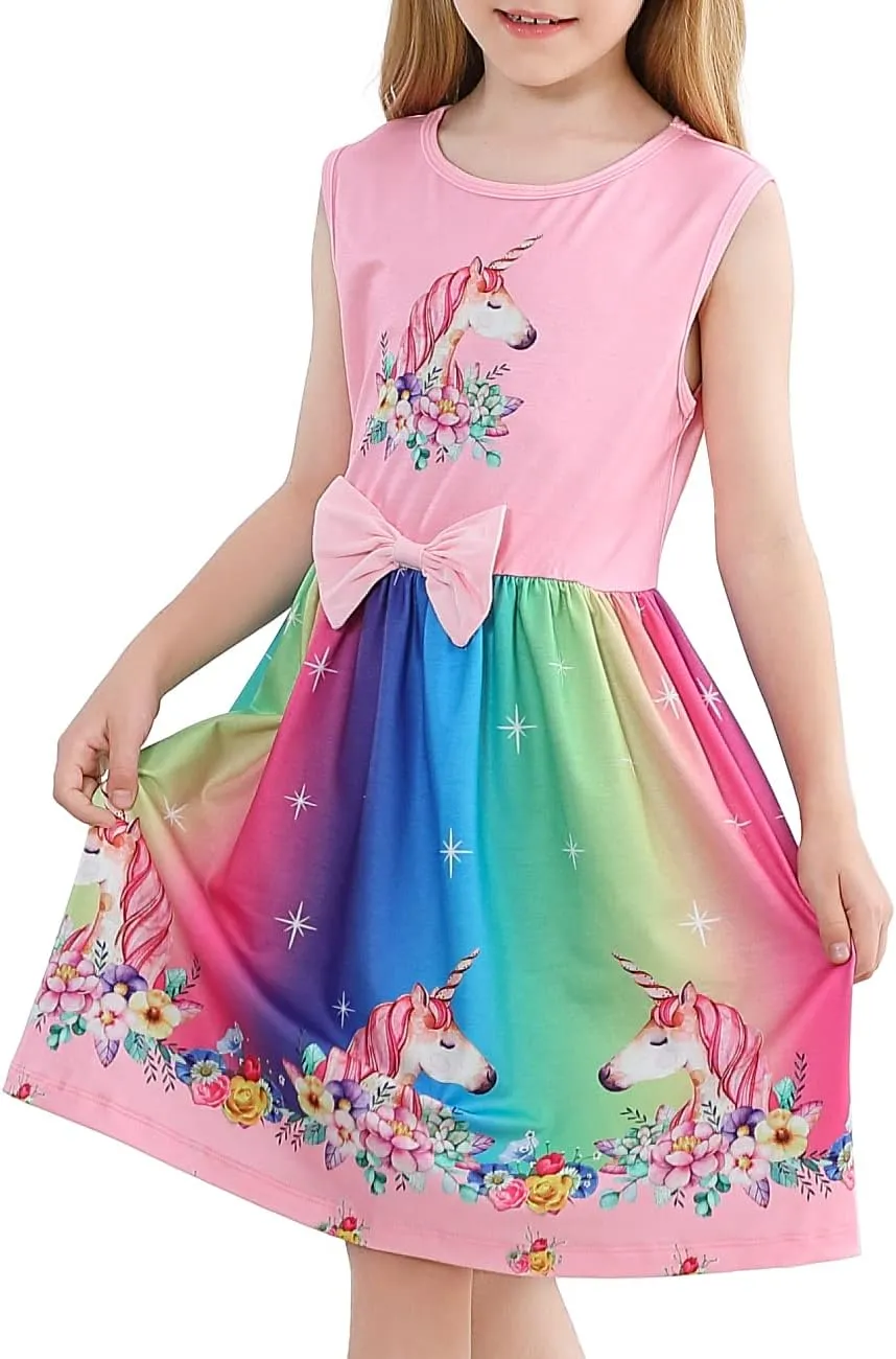 VASCHY Dress for Girls,Cute Girls Ruffle Sleeve Princess Party Outfit Clothes,Toddler/Little/Big Kid Girls Clothing