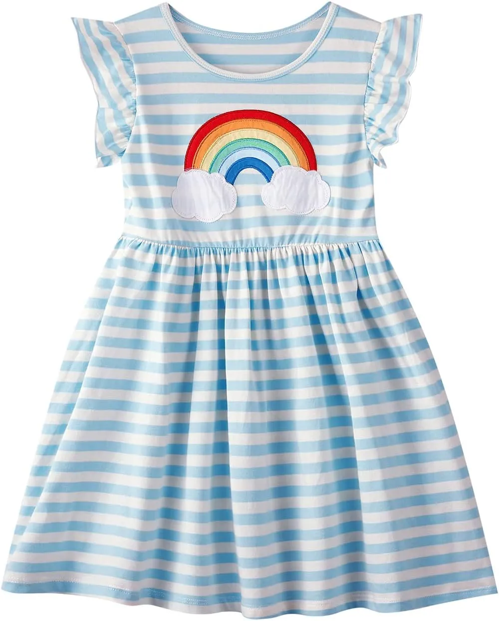 VASCHY Dress for Girls,Cute Girls Ruffle Sleeve Princess Party Outfit Clothes,Toddler/Little/Big Kid Girls Clothing