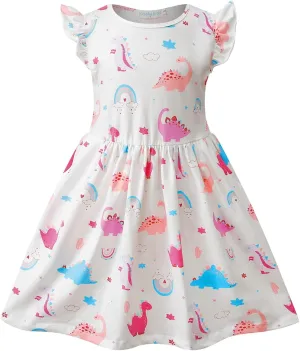 VASCHY Dress for Girls,Cute Girls Ruffle Sleeve Princess Party Outfit Clothes,Toddler/Little/Big Kid Girls Clothing