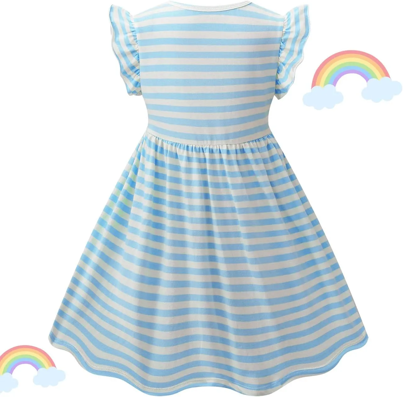 VASCHY Dress for Girls,Cute Girls Ruffle Sleeve Princess Party Outfit Clothes,Toddler/Little/Big Kid Girls Clothing