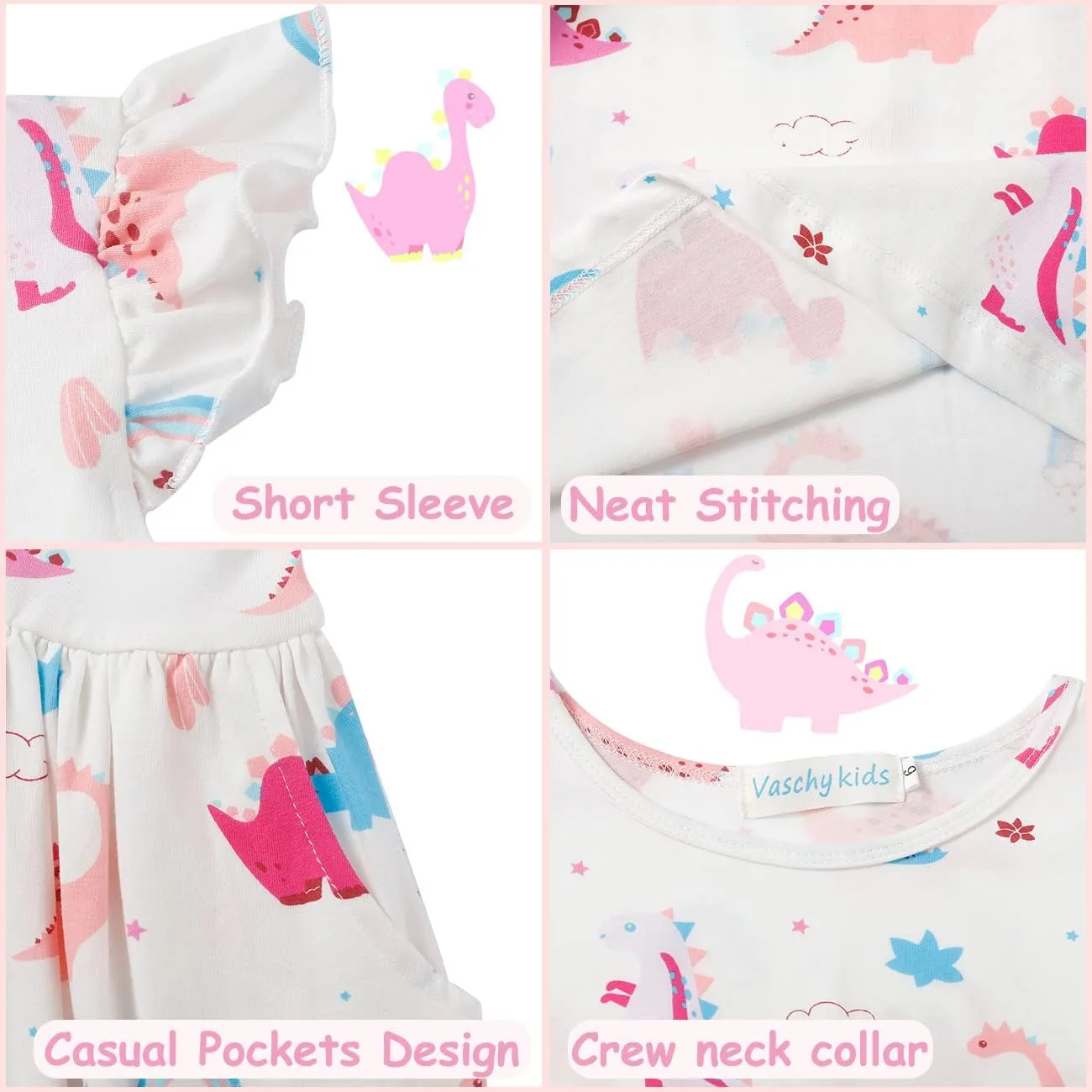 VASCHY Dress for Girls,Cute Girls Ruffle Sleeve Princess Party Outfit Clothes,Toddler/Little/Big Kid Girls Clothing