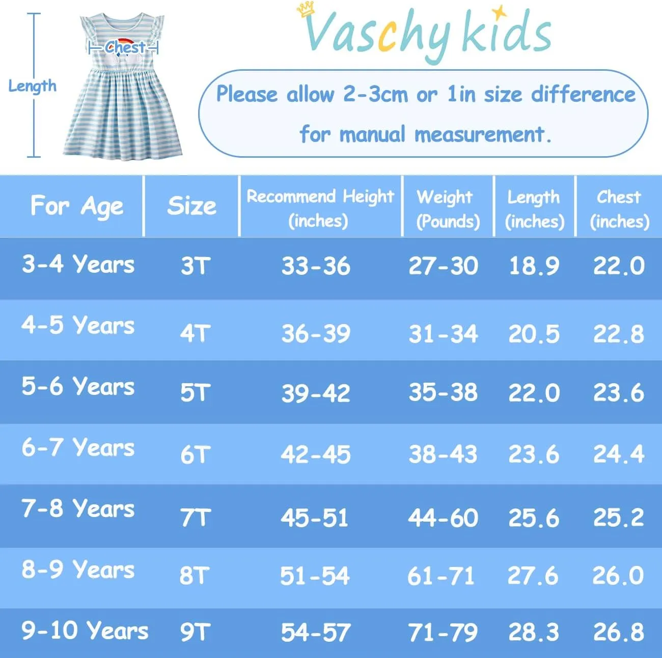 VASCHY Dress for Girls,Cute Girls Ruffle Sleeve Princess Party Outfit Clothes,Toddler/Little/Big Kid Girls Clothing