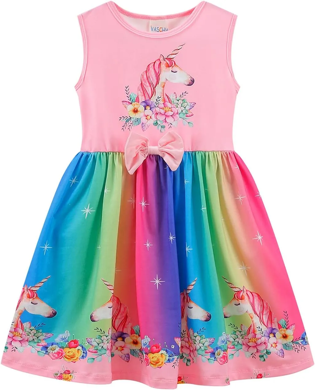VASCHY Dress for Girls,Cute Girls Ruffle Sleeve Princess Party Outfit Clothes,Toddler/Little/Big Kid Girls Clothing