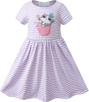 VASCHY Dress for Girls,Cute Girls Ruffle Sleeve Princess Party Outfit Clothes,Toddler/Little/Big Kid Girls Clothing