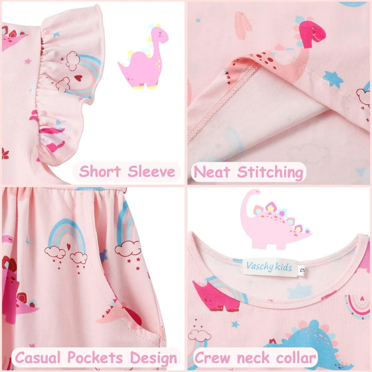 VASCHY Dress for Girls,Cute Girls Ruffle Sleeve Princess Party Outfit Clothes,Toddler/Little/Big Kid Girls Clothing