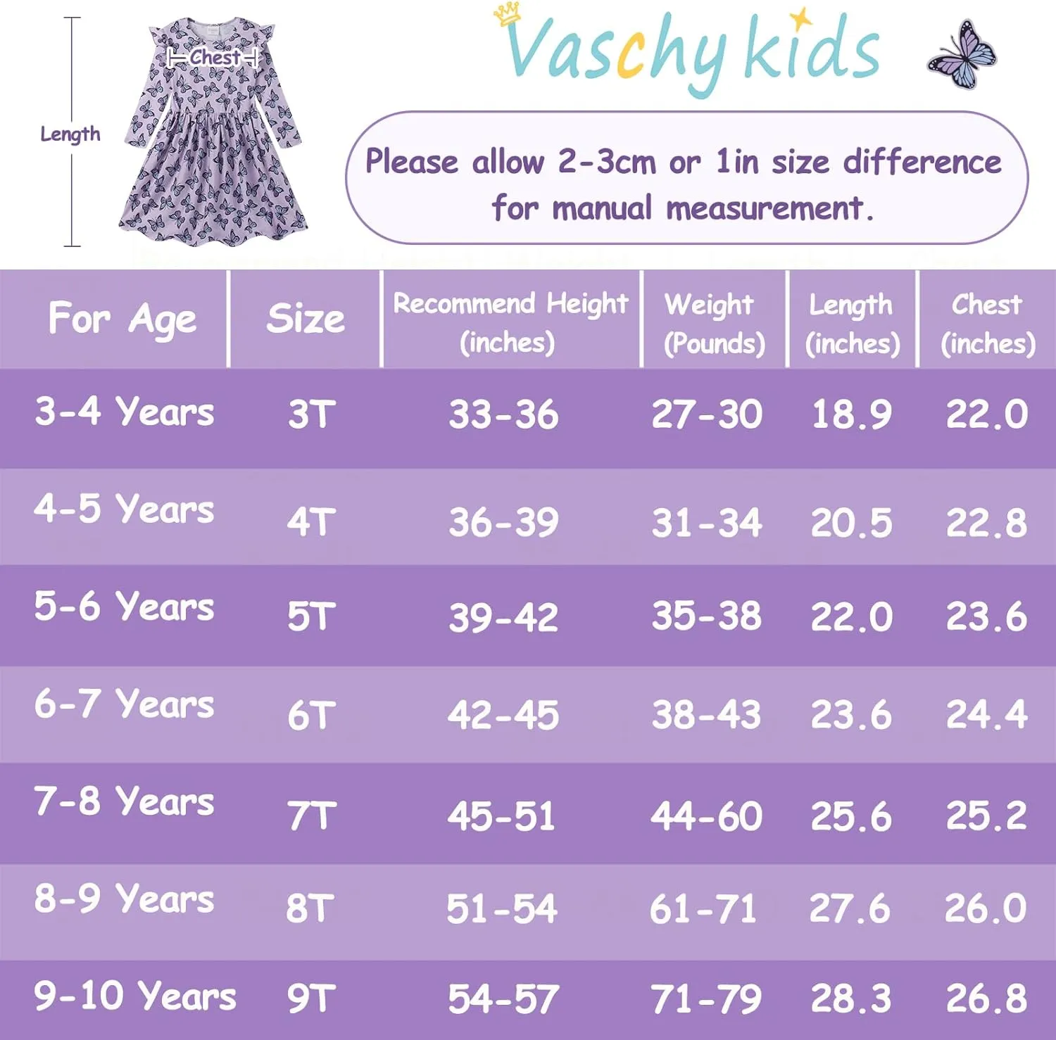 VASCHY Girls Dress, Cute Twirly Stretchy Casual Dress with Pockets Ruffle Sleeve for Toddler/Little/Big Kid Girls Clothing