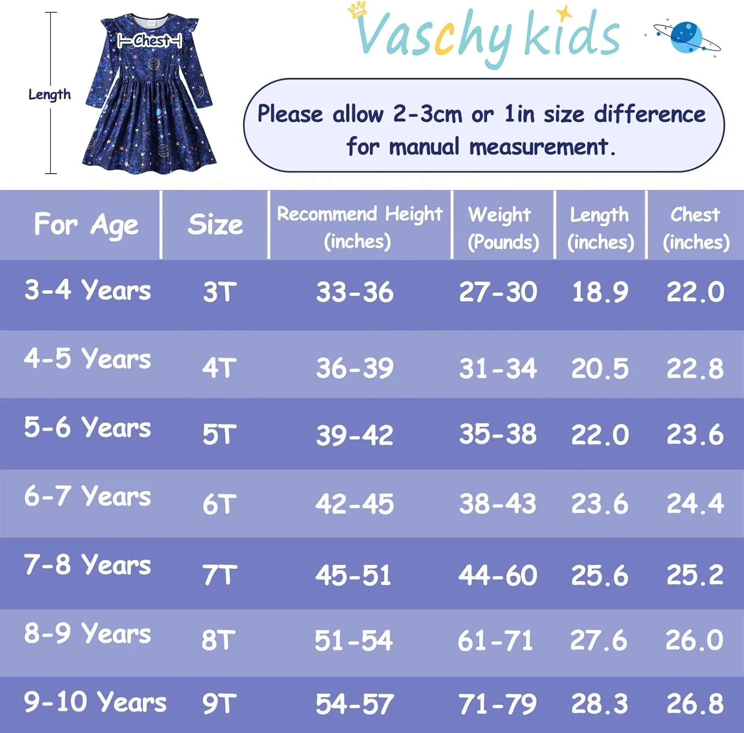 VASCHY Girls Dress, Cute Twirly Stretchy Casual Dress with Pockets Ruffle Sleeve for Toddler/Little/Big Kid Girls Clothing