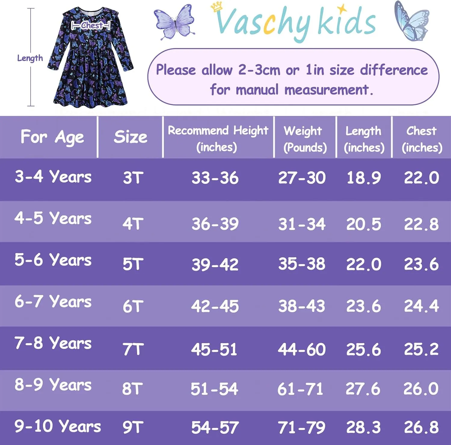 VASCHY Girls Dress, Cute Twirly Stretchy Casual Dress with Pockets Ruffle Sleeve for Toddler/Little/Big Kid Girls Clothing