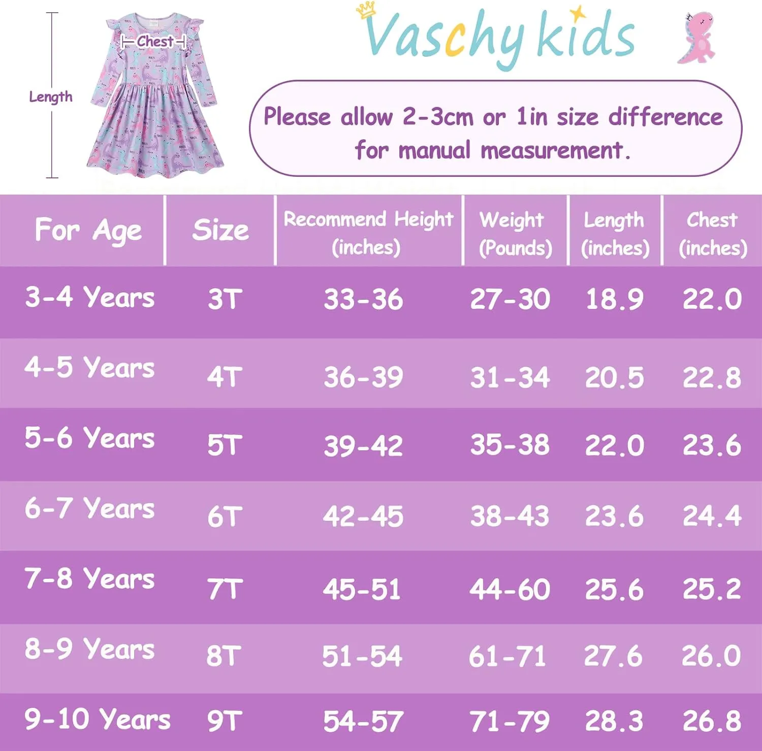 VASCHY Girls Dress, Cute Twirly Stretchy Casual Dress with Pockets Ruffle Sleeve for Toddler/Little/Big Kid Girls Clothing