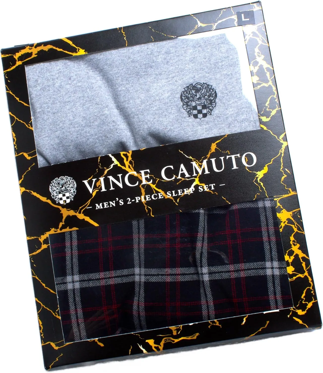 Vince Camuto Men's Pajama Set - 2 Piece Short Sleeve T-Shirt and Fleece Lounge Pants Pajamas for Men (S-XL)
