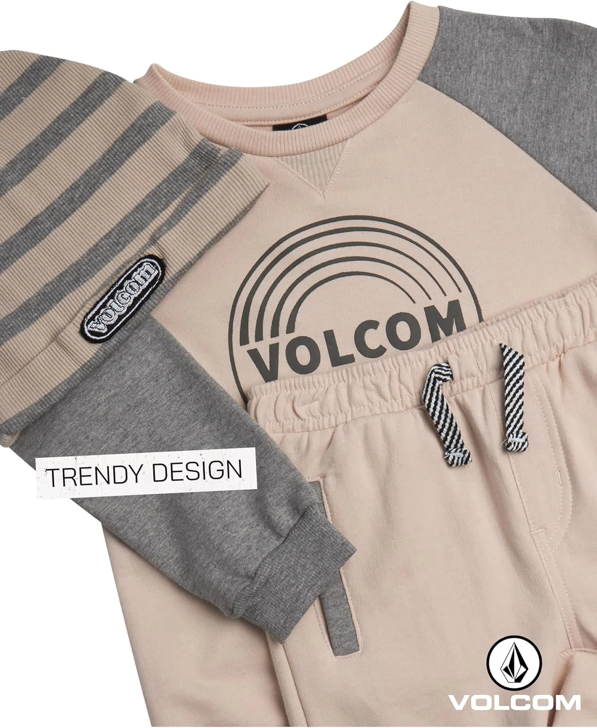 Volcom Boys' Sweatsuit Set - 3 Piece French Terry Active Set Boys Sweatshirt, Jogger Pants and Hat - Boys Jogger Set (12M-7)