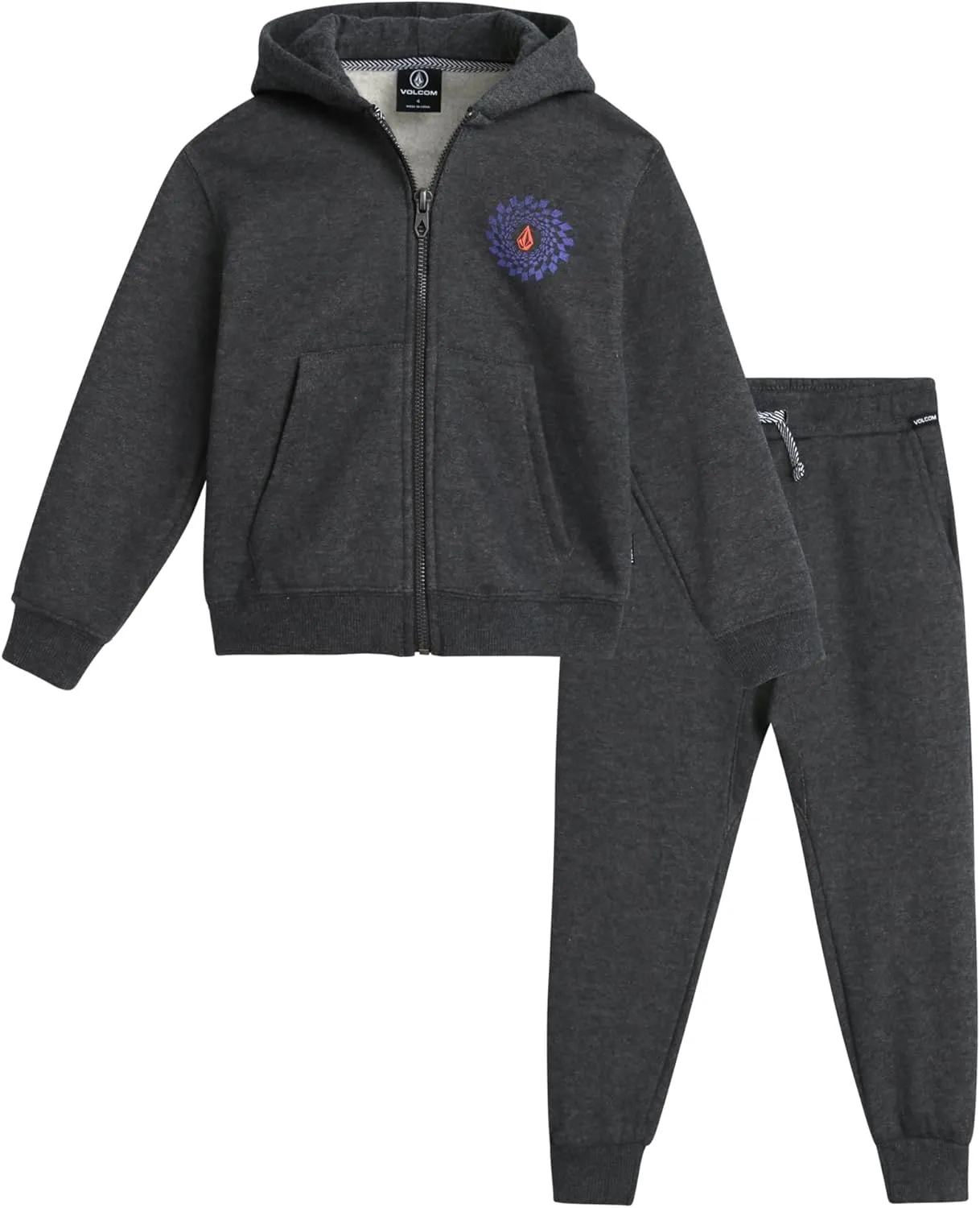 Volcom Infant Baby Boys' Tracksuits - 2 Piece Soft Fleece Full Zip Up Hoodie and Jogger Pants Set for Toddler Boys (12M-7)