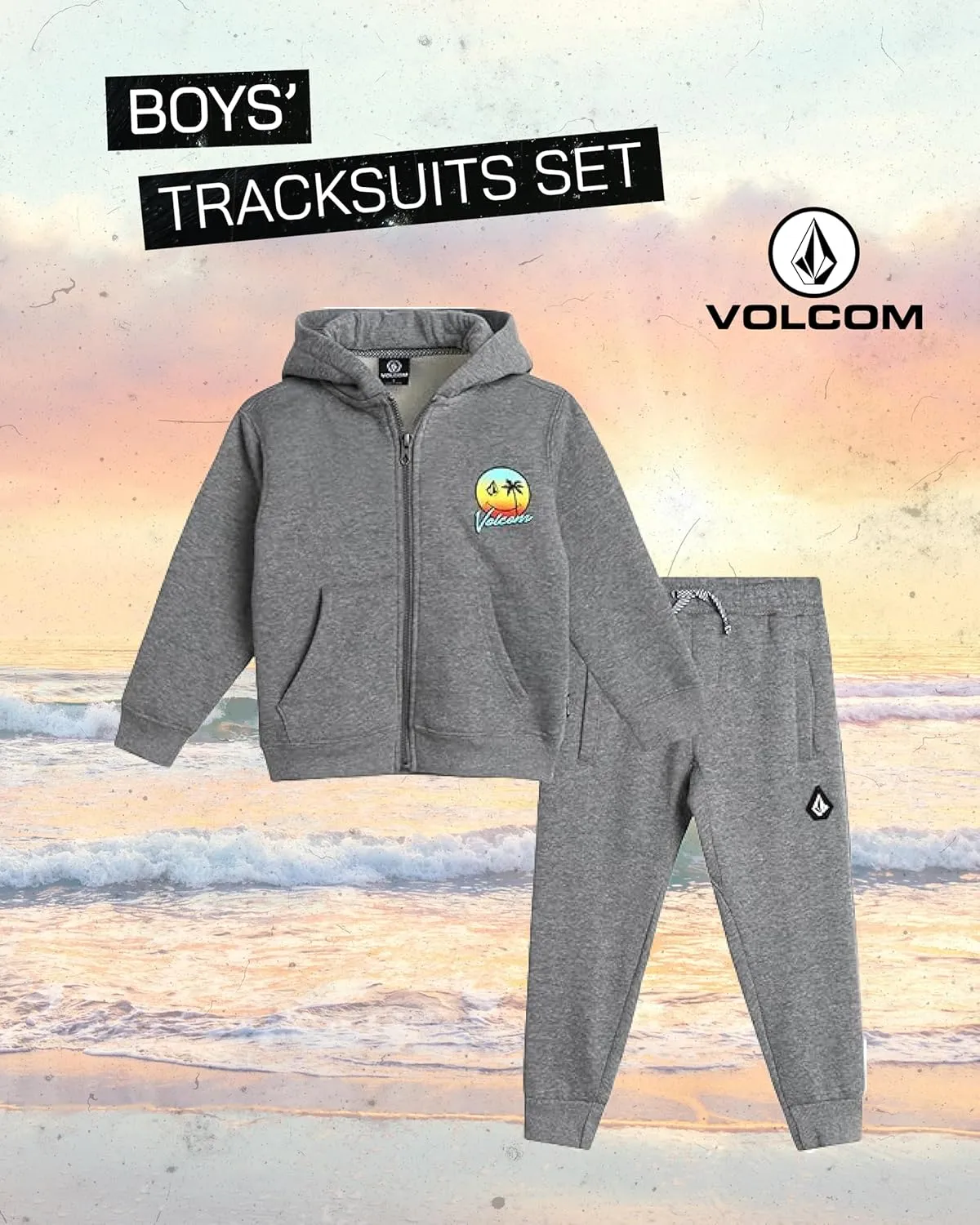 Volcom Infant Baby Boys' Tracksuits - 2 Piece Soft Fleece Full Zip Up Hoodie and Jogger Pants Set for Toddler Boys (12M-7)