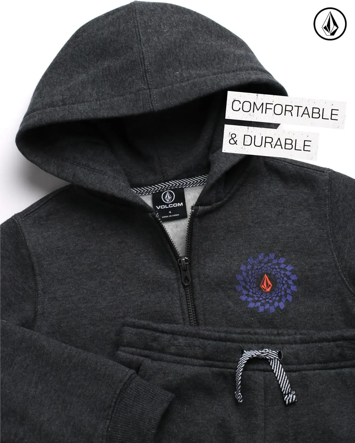 Volcom Infant Baby Boys' Tracksuits - 2 Piece Soft Fleece Full Zip Up Hoodie and Jogger Pants Set for Toddler Boys (12M-7)