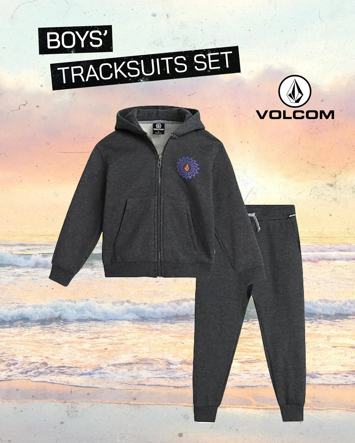 Volcom Infant Baby Boys' Tracksuits - 2 Piece Soft Fleece Full Zip Up Hoodie and Jogger Pants Set for Toddler Boys (12M-7)