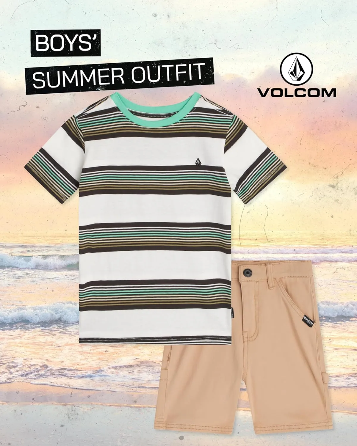 Volcom Toddler Boy Shorts Set - 2 Piece Short Sleeve Graphic Tees and Denim Shorts for Boys - Toddler Summer Clothes (2T-7)