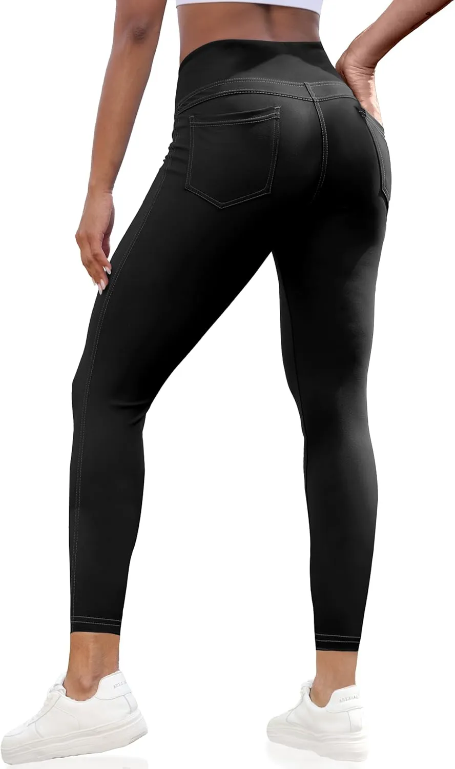 VOOVEEYA Curvy Womens Leggings 25", Tummy Control Yoga Pants with Back Pockets High Waisted Buttery Soft 7/8 Leggings