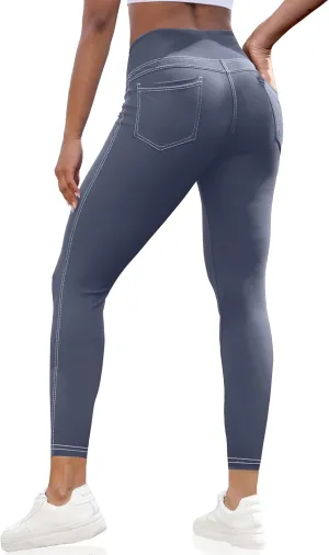 VOOVEEYA Curvy Womens Leggings 25", Tummy Control Yoga Pants with Back Pockets High Waisted Buttery Soft 7/8 Leggings