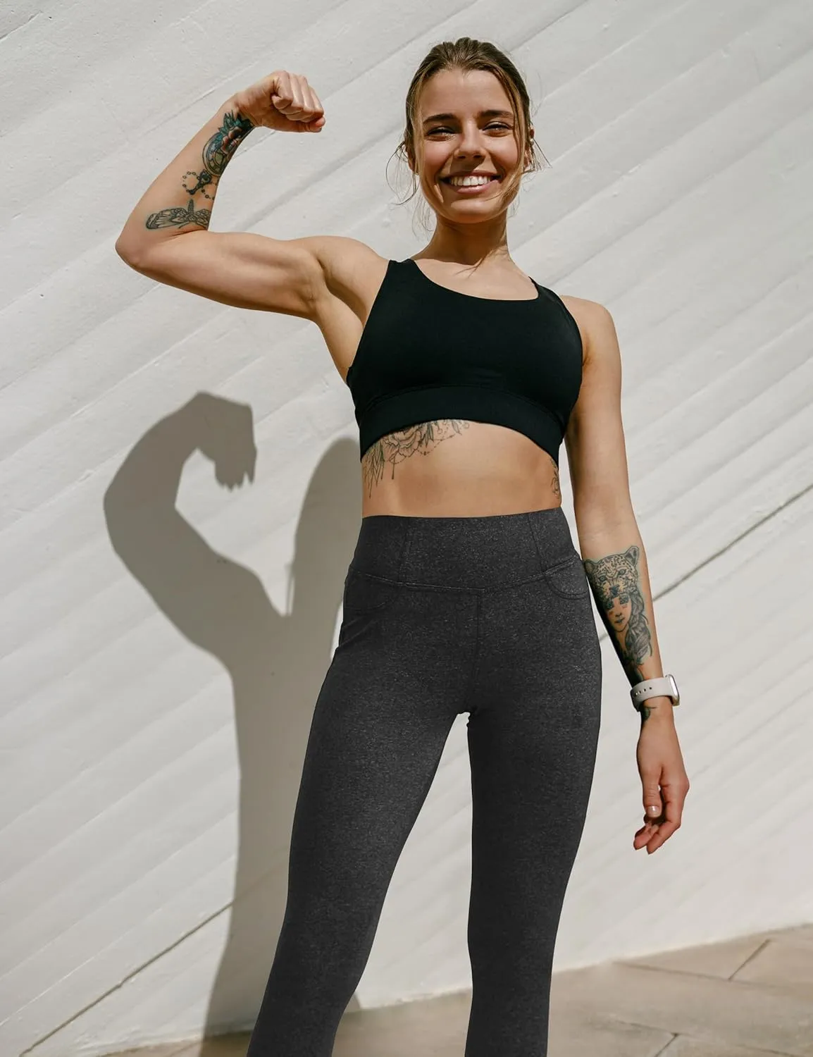 VOOVEEYA Curvy Womens Leggings 25", Tummy Control Yoga Pants with Back Pockets High Waisted Buttery Soft 7/8 Leggings