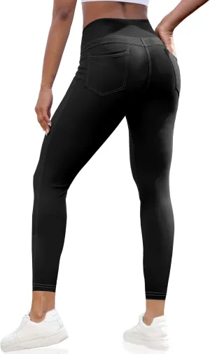VOOVEEYA Curvy Womens Leggings 25", Tummy Control Yoga Pants with Back Pockets High Waisted Buttery Soft 7/8 Leggings