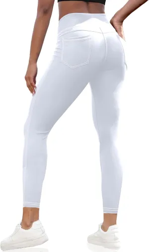 VOOVEEYA Curvy Womens Leggings 25", Tummy Control Yoga Pants with Back Pockets High Waisted Buttery Soft 7/8 Leggings