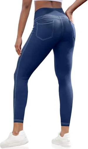 VOOVEEYA Curvy Womens Leggings 25", Tummy Control Yoga Pants with Back Pockets High Waisted Buttery Soft 7/8 Leggings