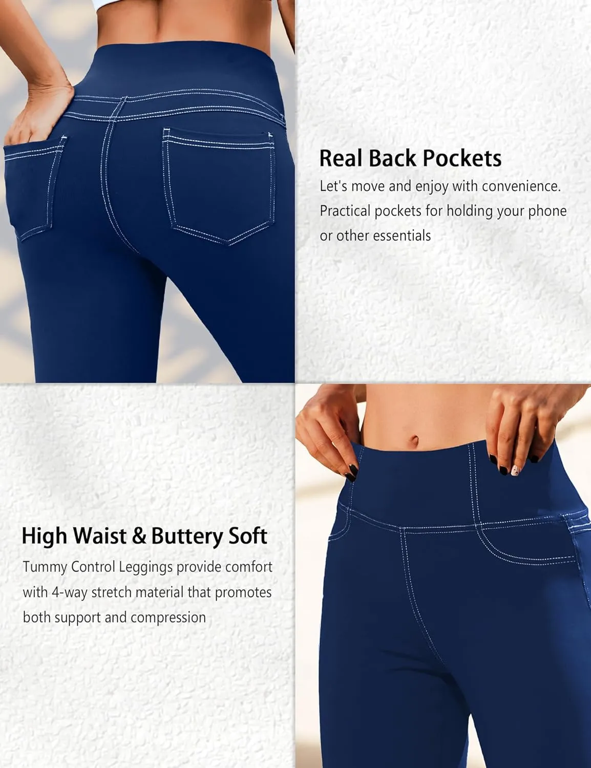 VOOVEEYA Curvy Womens Leggings 25", Tummy Control Yoga Pants with Back Pockets High Waisted Buttery Soft 7/8 Leggings