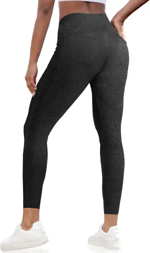 VOOVEEYA Curvy Womens Leggings 25", Tummy Control Yoga Pants with Back Pockets High Waisted Buttery Soft 7/8 Leggings