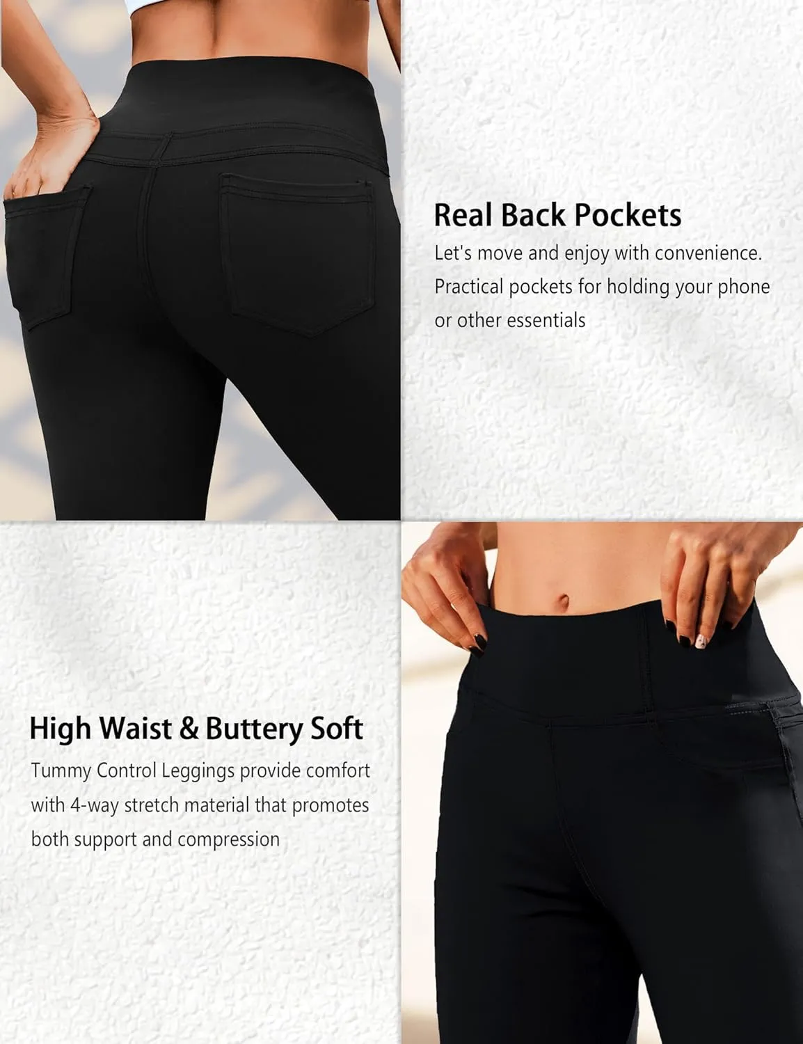 VOOVEEYA Curvy Womens Leggings 25", Tummy Control Yoga Pants with Back Pockets High Waisted Buttery Soft 7/8 Leggings